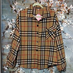 NWT ALINA’S Plaid Button-Up Jacket or top gorgeous